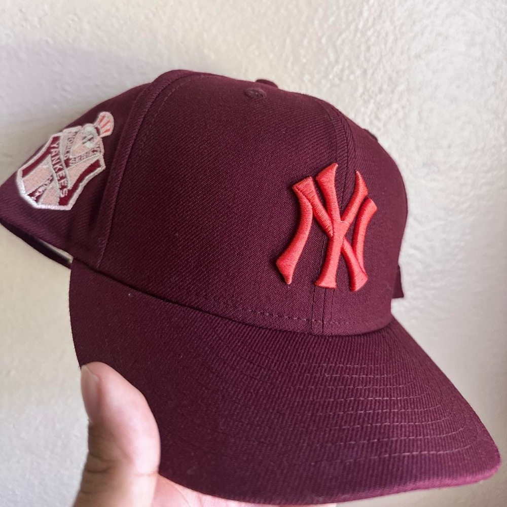 New Era Burgundy Yankees Hat with Red Logo